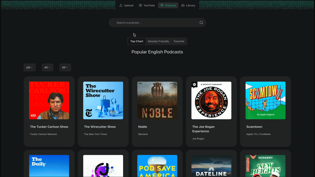 Shadowing practice inside Lingofloat